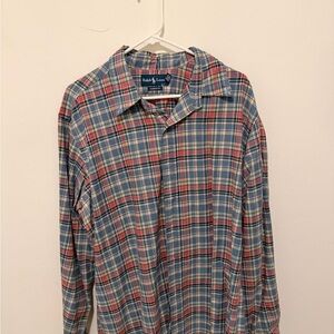 Ralph Lauren Blue and Red Plaid Long-Sleeve Button-Down Shirt